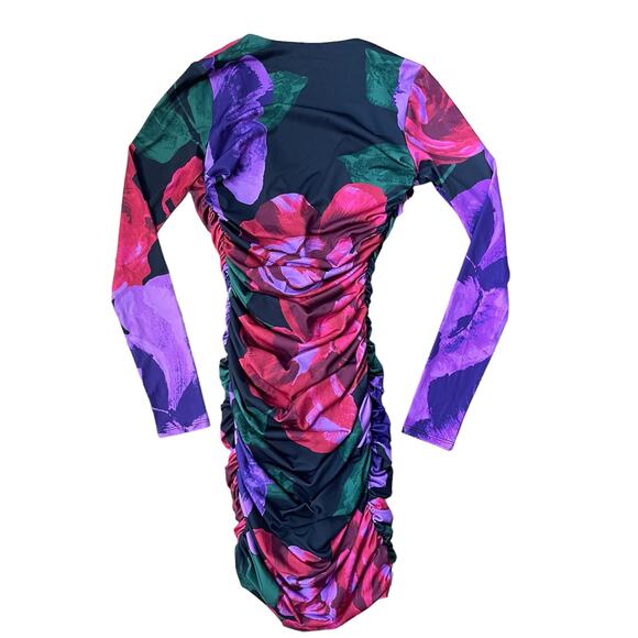 AFRM Phillipa Floral Print Ruched Long Sleeve Bodycon Dress Size XS - Picture 3 of 6